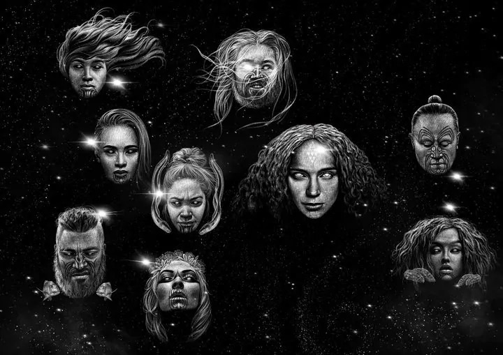 Matariki and her children in the sky. Rights Te Haunui Tuna 2016